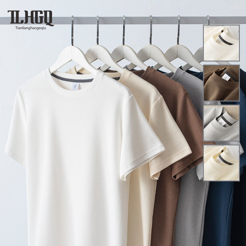 TLHGQ เสื้อยืดแขนสั้นฤดูร้อนญี่ปุ่นรอบคอครึ่งแขนด้านบนหลวมสบายๆ