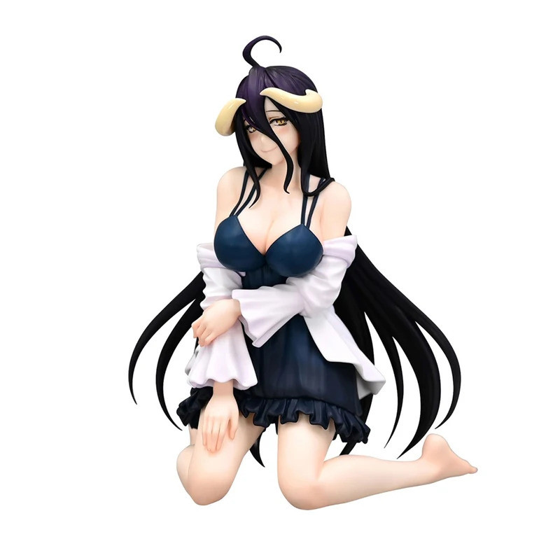 12cm JP Anime figure Albedo nightgown kneeling action figure Albedo figurine Doll PVC Model Toys Adu