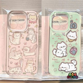 เคสโทรศัพท์สำหรับ IPhone 15 14 8 7 16 Plus 14 12 11 16 15 13 Pro Max XR X XS Max SE 2020 เคสใสคู่รักแมวน่ารักสดใส