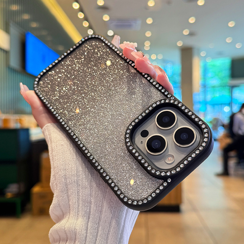 เพชร-กรอบโปร่งใสGradient Glitterเคสโทรศัพท์สําหรับiPhone 11 12 13 14 15 16 Pro Max 14/15/16 Plusนุ่มกรณีกันกระแทกกลับกรณี - รูปที่ 2