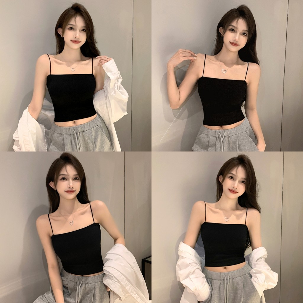 Bonnie เสื้อสายเดี่ยว เข้ารูป สีพื้น สไตล์ลำลอง แขนกุด เสื้อครอป ผ้านิ่มใส่สบายราคาดีมาก จัดส่งทันที – โปรปัง