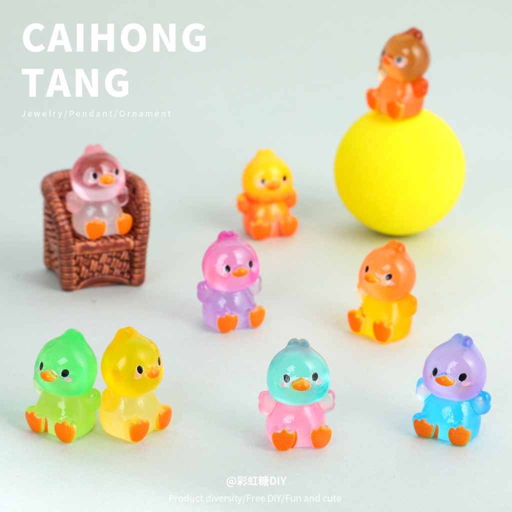 10ชิ้นไล่โทนสีเรืองแสงไก่เรซิ่นเสน่ห์สําหรับ ทําเอง (9-373)