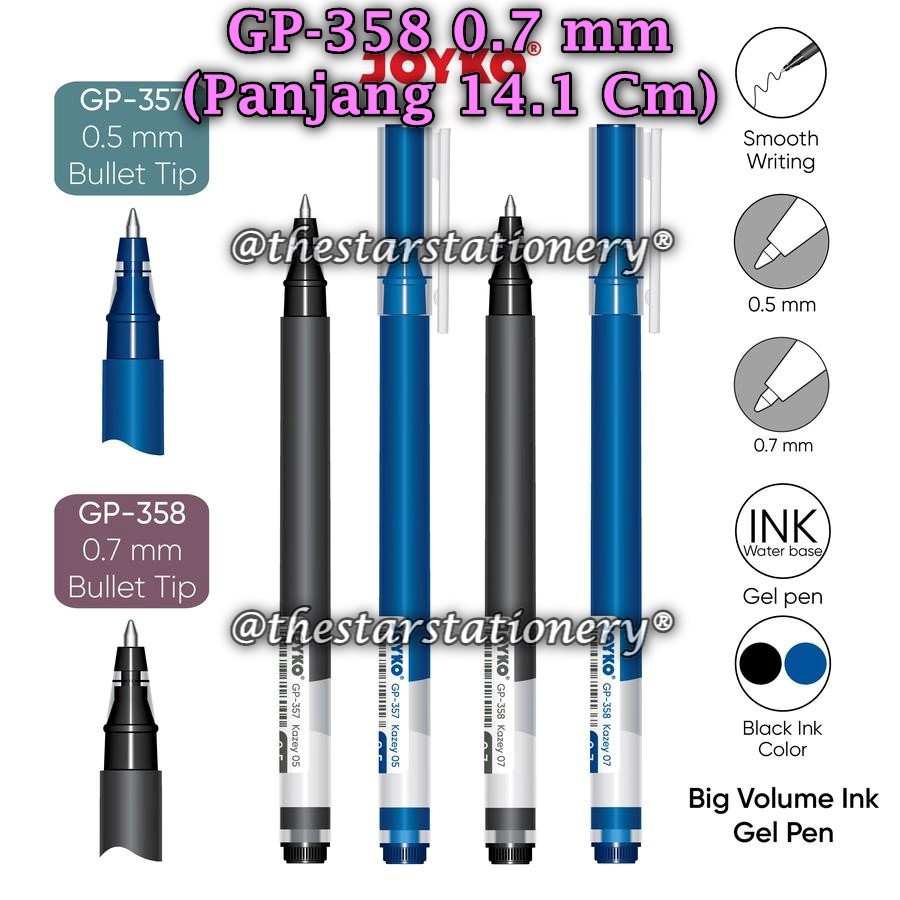 (1 แพ็ค/12) WHOLESALE JOYKO GP-358 0.7 mm Kazey Gel Pen / Joyko GP-358 Kazey Gel Pen (แพ็ค/12)