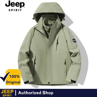 JEEP SPIRIT เสื้อฮู้ดผู้ชาย 3-in-1 ถอดได้สองชิ้น กันลมกันน้ำ…