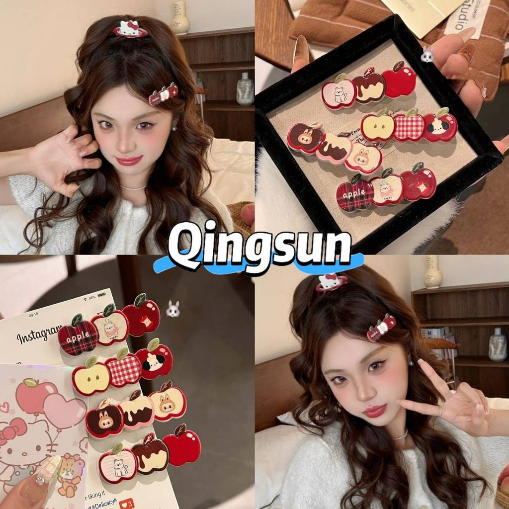 🌻Qingsun🌻 พร้อมส่ง กิ๊บติดผมแอปเปิลการ์ตูน น่ารักสำหรับผู้หญิง ฤดูใบไม้ร่วง "VO-6"
