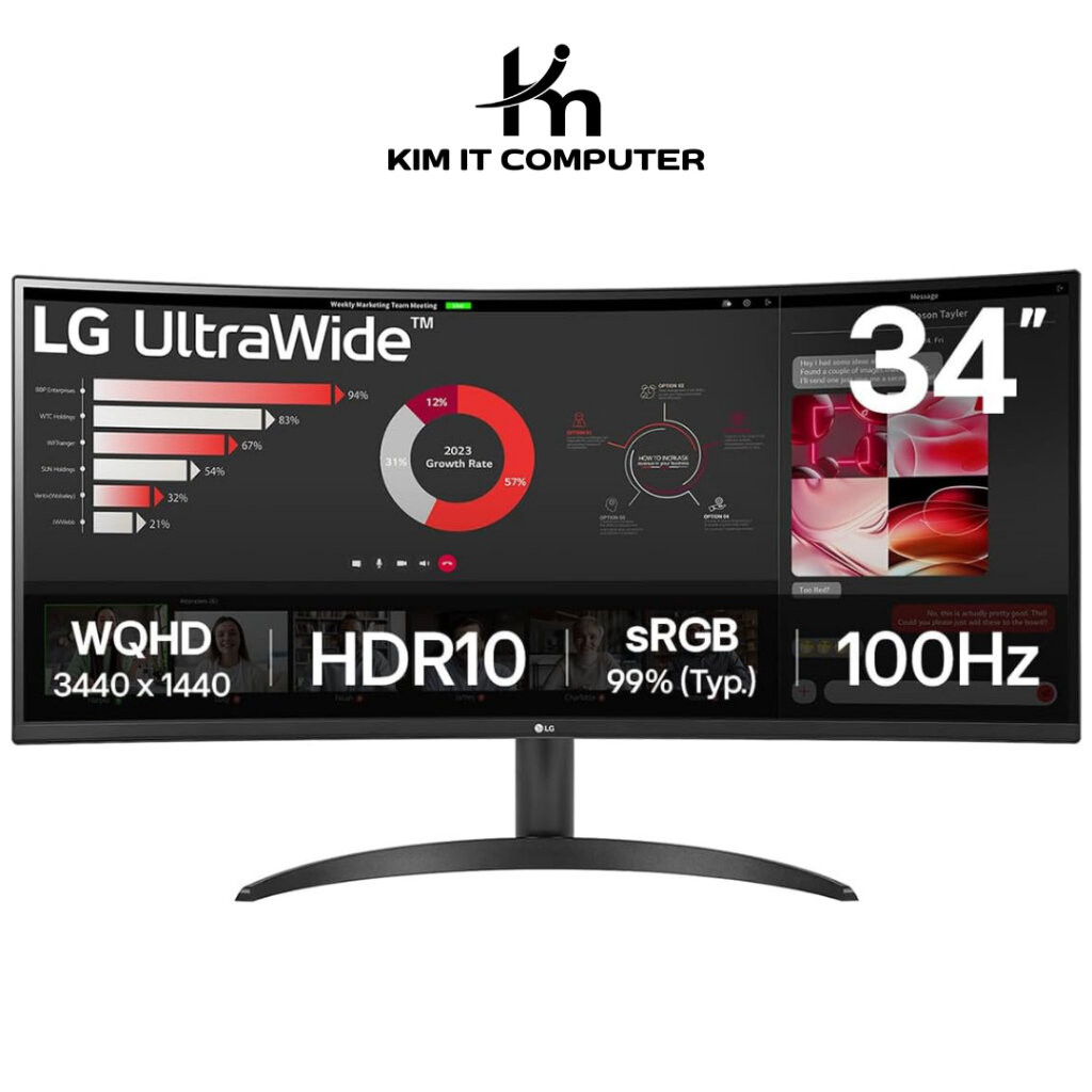 LG Curved UltraWide 34WR50QK 34" WQHD (3440 x 1440) 100Hz VA Curved 1800R Monitor