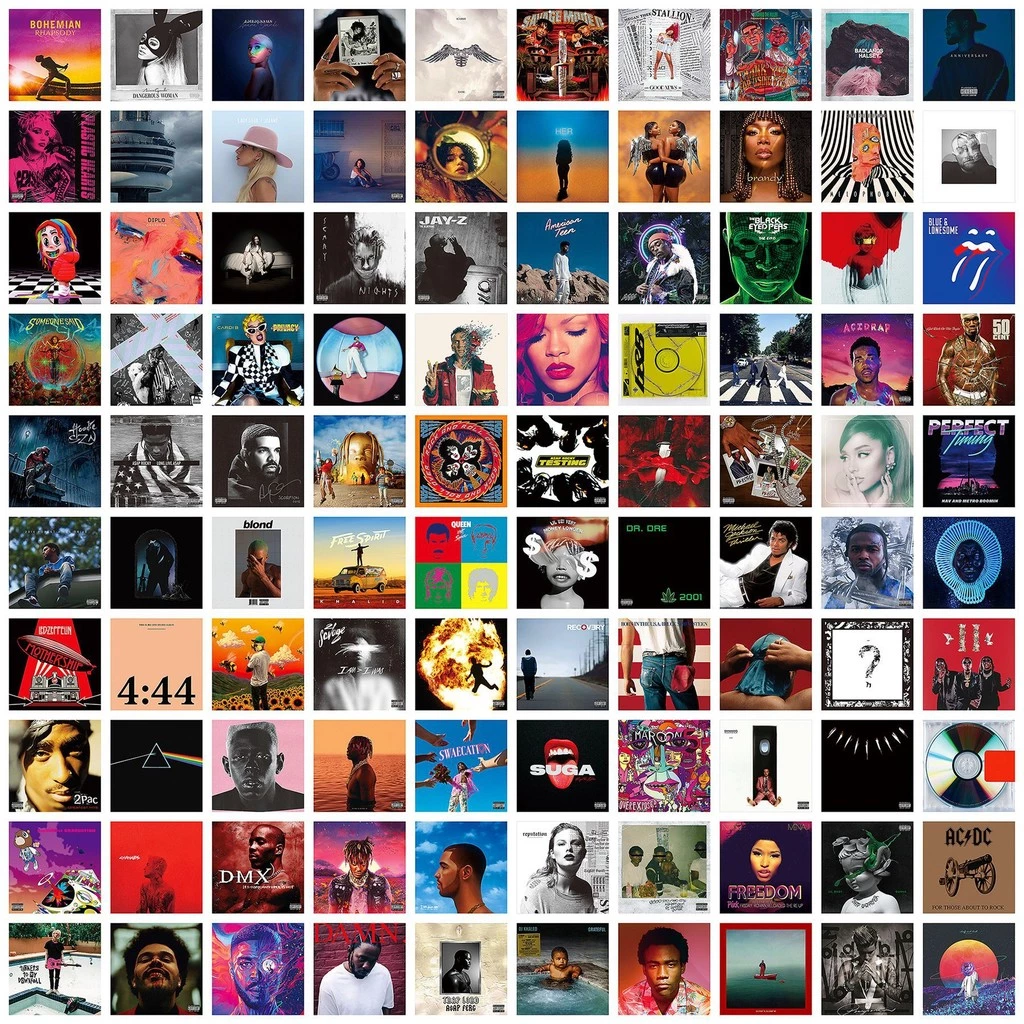 100 แผ่น/ชุดโปสเตอร์ข้ามพรมแดนร้อนขายซีดีเพลงโปสเตอร์โปสเตอร์ตกแต่งผนังสติ๊กเกอร์ (5x5 นิ้ว)