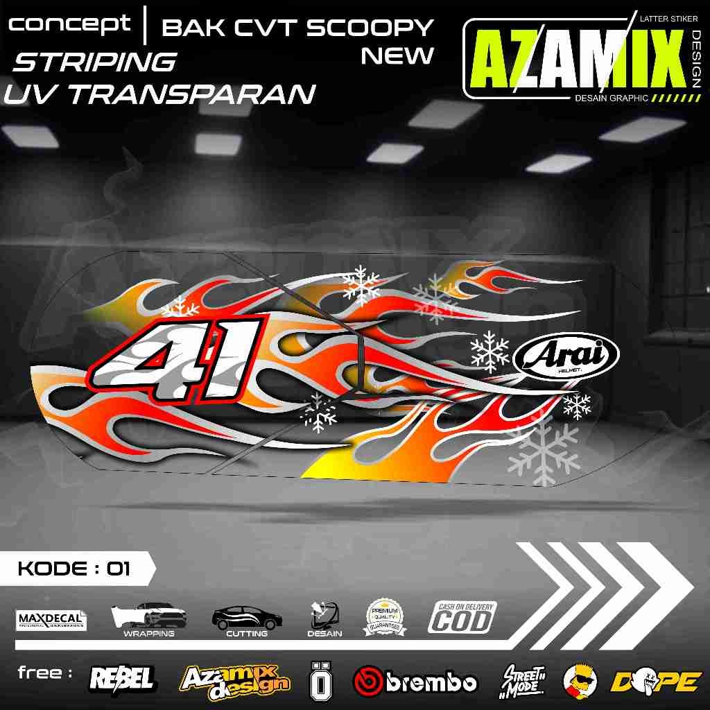 ใหม่ สติ๊กเกอร์ SCOOPY CVT - สติ๊กเกอร์ SCOOPY CVT ใหม่พร้อม COOL FIRE MOTIF - ดีไซน์ RON