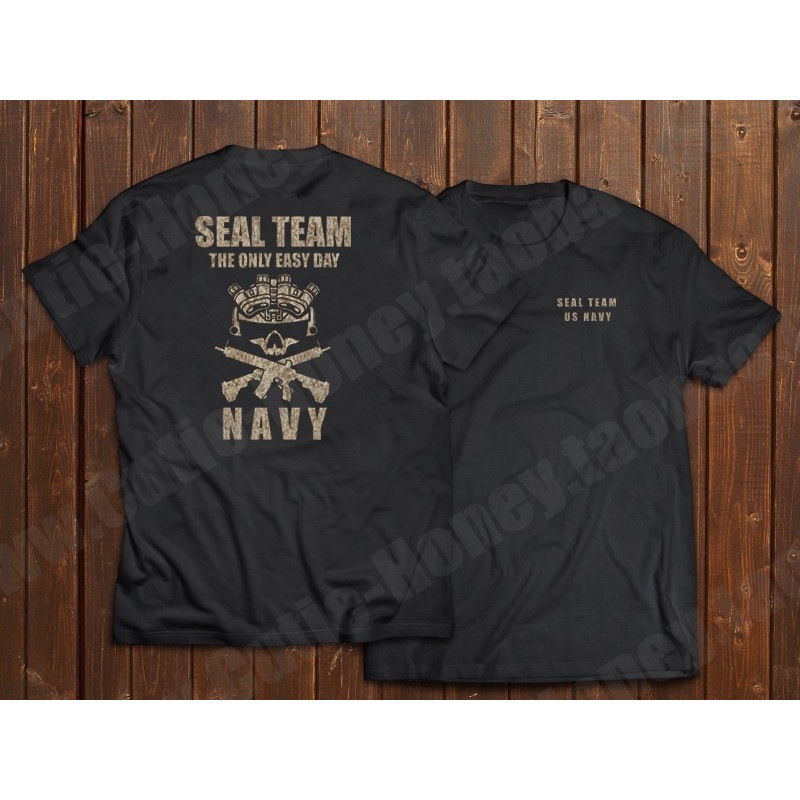 พร้อมสต็อก US Navy SEAL TEAM Navy Camouflage 416 กลยุทธ์การฝึกยิงปืนแฟนทหารการแข่งขันแขนสั้นเสื้อยืดผ้าฝ้าย 100%