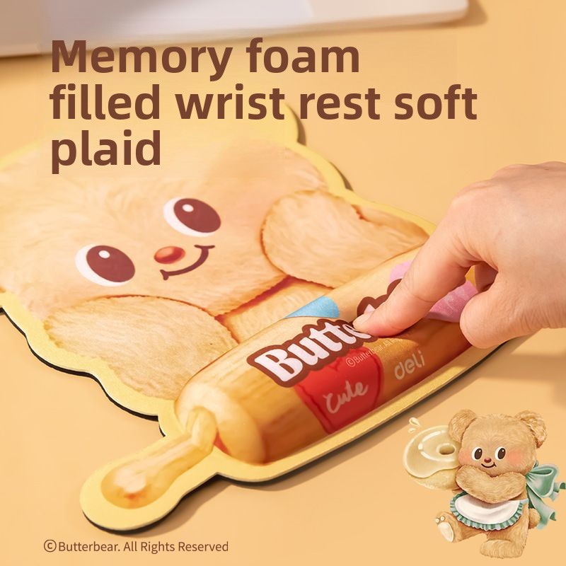 Deli Butter Bear แผ่นรองเมาส์สินค้า  ที่วางข้อมือ แผ่นรองโต๊ะการ์ตูน IP แผ่นรองเมาส์ซิลิโคน
