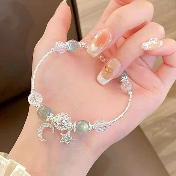 สร้อยข้อมือ Mary ลายพระจันทร์และดาว แต่งโซ่ลูกปัด thumbnail 4