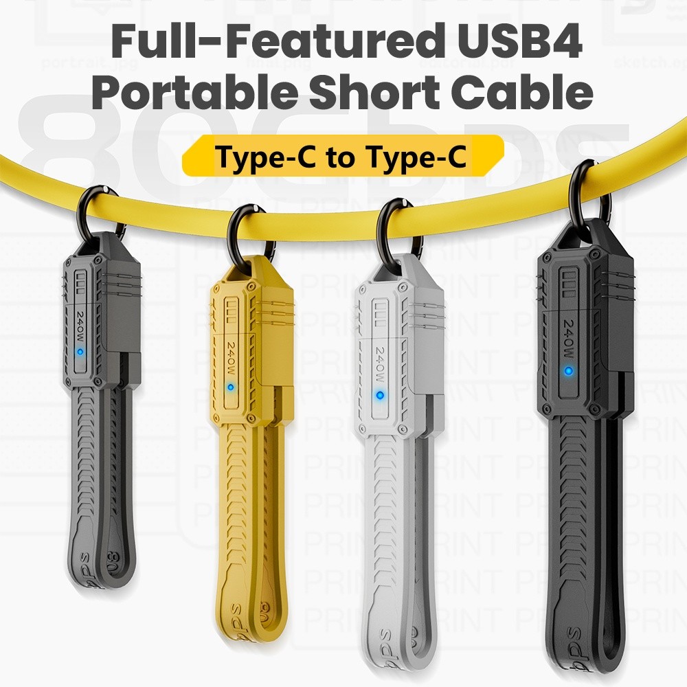 เต็มที่โดดเด่น 240W TYPE-C ToTYPE-C 80GB Soft Board Cable USB 4.0 ความละเอียดสูง 8K Transmission ฮาร
