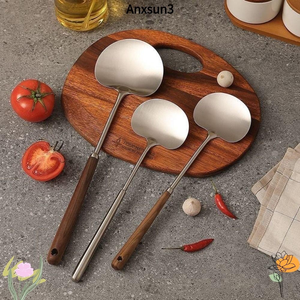อังซุน3 ไม้พายทําอาหาร, รูปเห็ดด้ามไม้ครัวผัดช้อน, สแตนเลสทนทานทอดไม้พายครัวเครื่องมือ