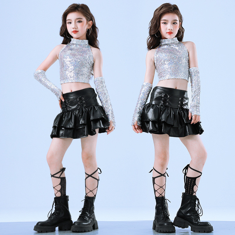 15-75KG เด็กผู้หญิง ชุด cover dance ฮิปฮอป ชุดเต้น เด็ก แจ๊ส ชุดซ้อม hiphop ชุดโคฟเวอร์ ชุดลีดเดอร์ ชุดการแสดง แดนเซอร์