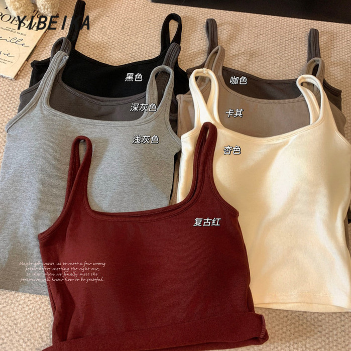 เสื้อสายเดี่ยวมีบราในตัว ไม่ต้องใส่เสื้อใน ผ้านิ่มๆใส่สบาย