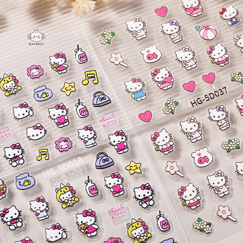 {maybest} 2D Pixel Style Mini Sanrios HelloKitty Nails Art Sticker Multi Expressions Cute Nail Decal