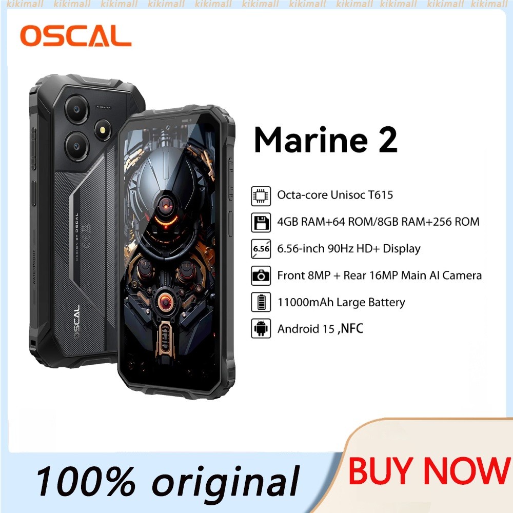 OSCAL Marine 2 โทรศัพท์ที่ทนทาน 11000mAh 6.56 HD+ จอแสดงผล Unisoc T615 สูงสุด 24(8+16)GB RAM 128GB Android 15 NFC