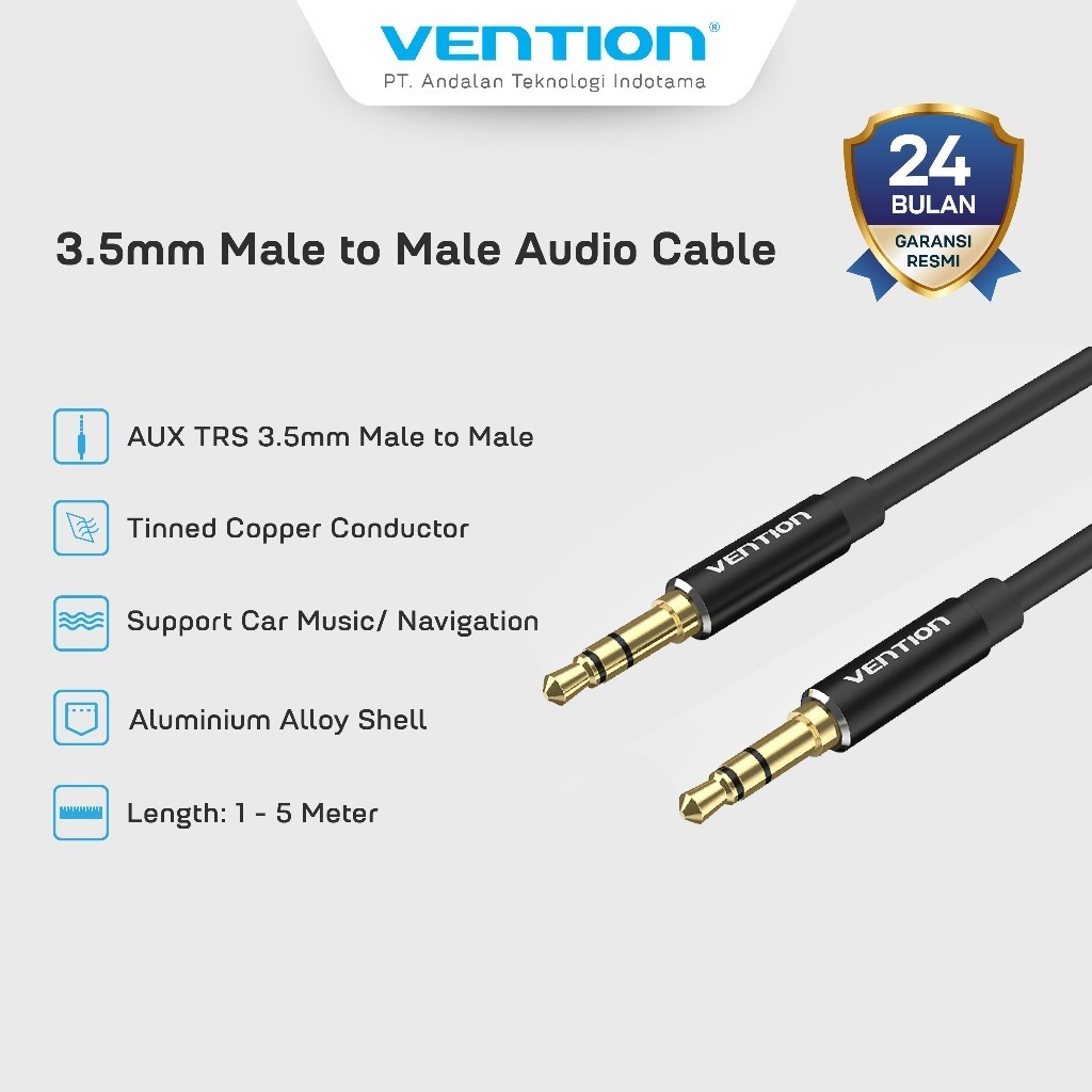 Vention 3.5 มม.AUX Audio Jack Cable Male to Male Aluminium Alloy Competition High Quality Audio Alum
