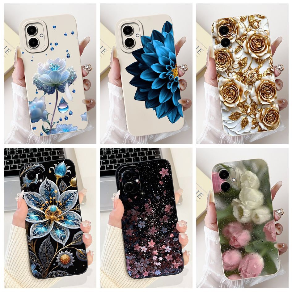 SAMSUNG สําหรับSamsung Galaxy A06 4GกรณีSM-A065F SM-A065Mซิลิโคนแฟชั่นใหม่ดอกไม้กันชนนุ่มสําหรับSams