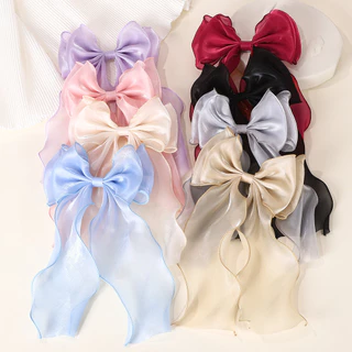 1PCS ซาตินยาวพู่โบว์ Streamer กิ๊บติดผมสําหรับผู้หญิงสาว Hairpin Barrette Headwear อุปกรณ์เสริมผม