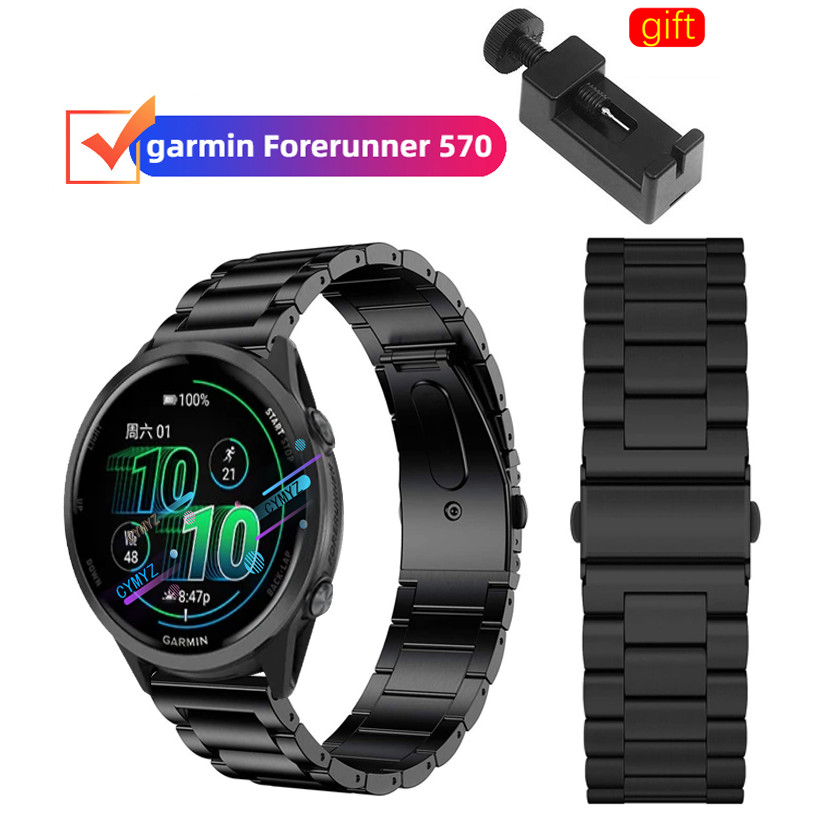 สาย Garmin Forerunner 570 สายโลหะสําหรับผู้เบิกทาง Garmin 570 47 มม. 42 มม. สายรัดข้อมือแบบสปอร์ต