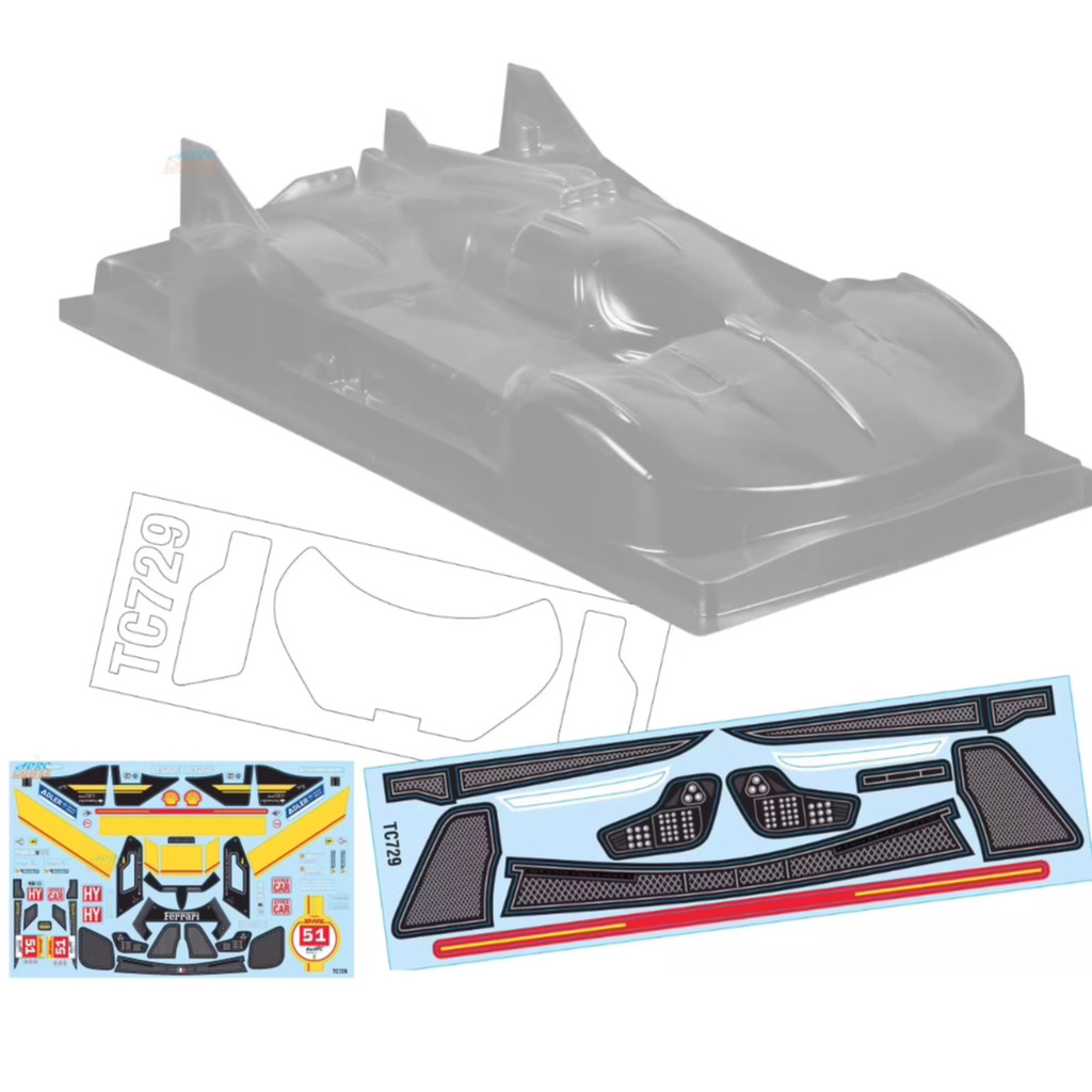 TC729 1/12 เปลือกรถกีฬาแบน WINNER Le-Mans WINNER Le-Mans 12 ฐานล้อ 208 มม. พร้อมปีกด้านหลัง