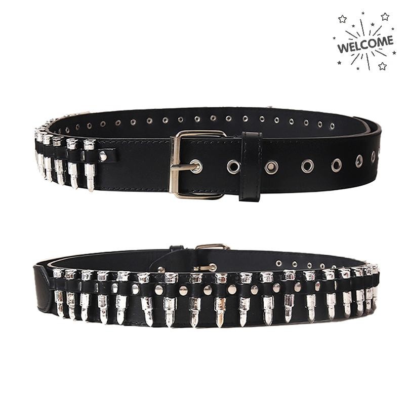 AT Rivet Hollow Bullet ตกแต่งเข็มขัดแฟชั่นหนัง Studded รูปที่ 6