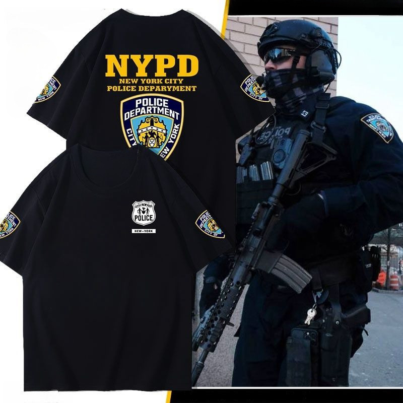 Hot ปกติ Nypd Badge พิมพ์เสื้อยืดรอบ New York City สีดํา US Army Police Fan ยุทธวิธีเสื้อผ้าผู้ชายแขนสั้น