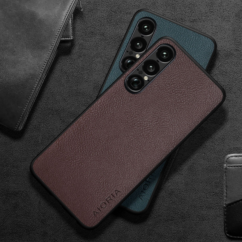 เคสโทรศัพท์สําหรับ Sony Xperia 1 VII IV VI III Minimalist faux pebbled หนัง funda สําหรับ Sony Xperi