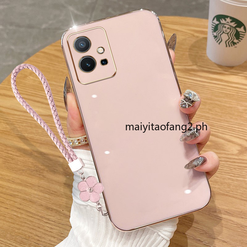 ปลอกสําหรับ Vivo Y75 T1 5G IQOO Z6 Z7 Z7X V7 2017 เลนส์กล้องElectroplating Squareซิลิโคนป้องกันเคสโท