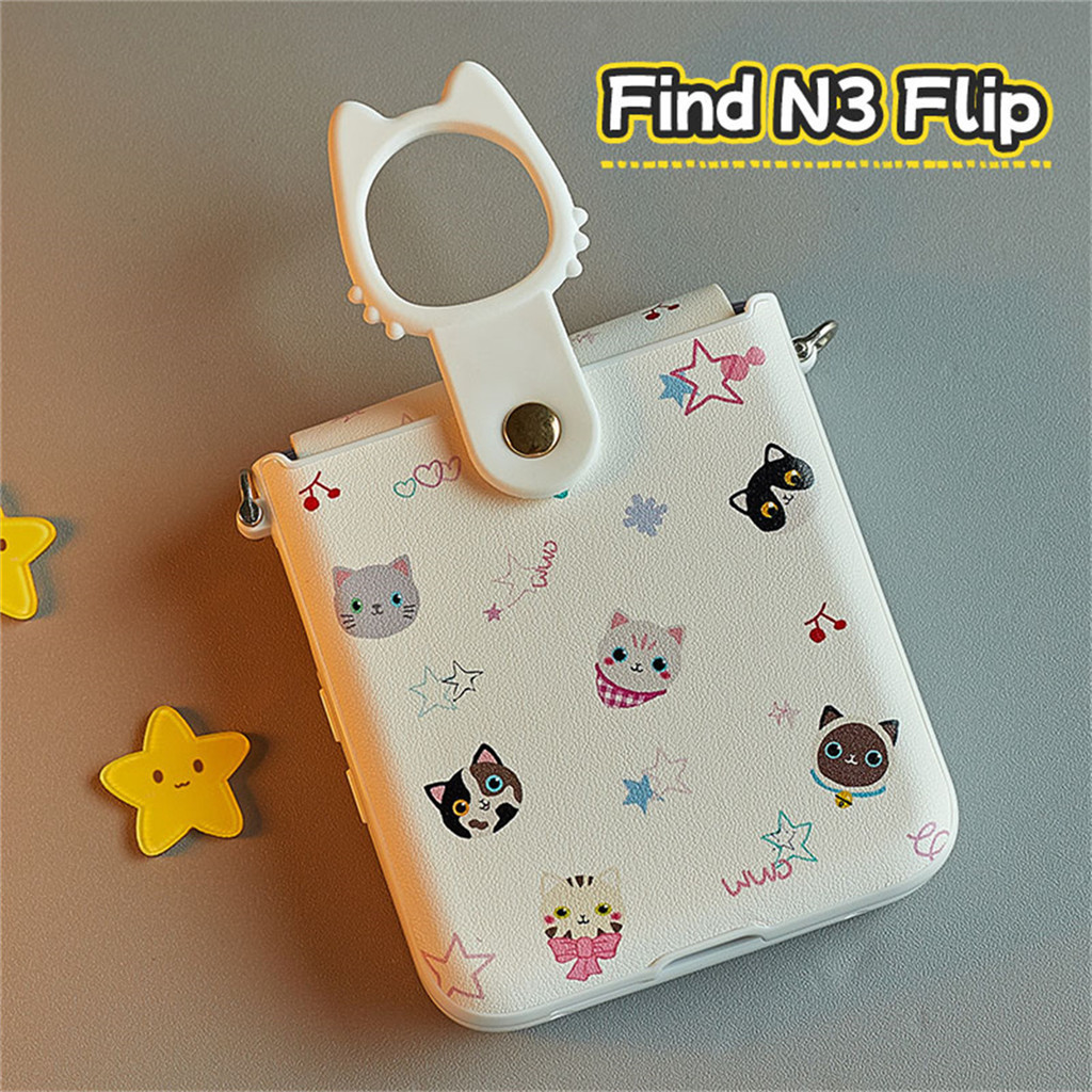 น่ารักเต็มหน้าจอลูกสุนัข Kitty เคสโทรศัพท์พร้อมแหวนสําหรับ OPPO Find N3flip N3flip N3 flip N3 flip N
