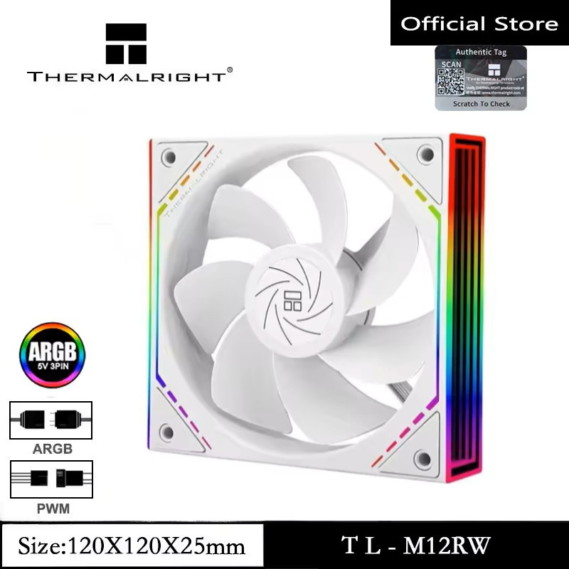 Thermalright TL-M12RW พัดลมย้อนกลับ ARGB พัดลม 120 มม.กระจก ARGB Light Effect CPU Cooler พัดลม 1500R