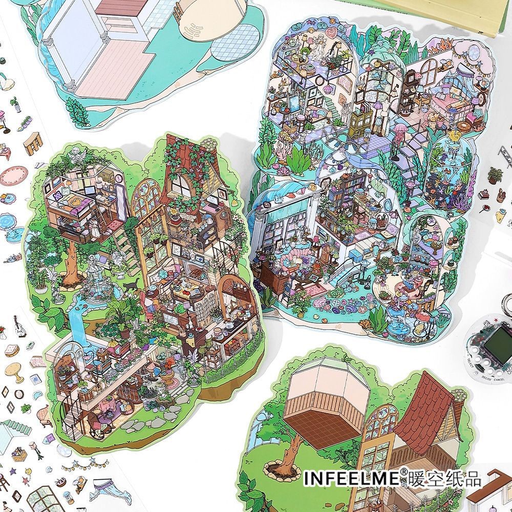 Idako [My Cabin Fifth Series] 2.5D ขนาดใหญ่คู่มือสติกเกอร์ภูมิทัศน์ diy ฉากตกแต่ง SS350