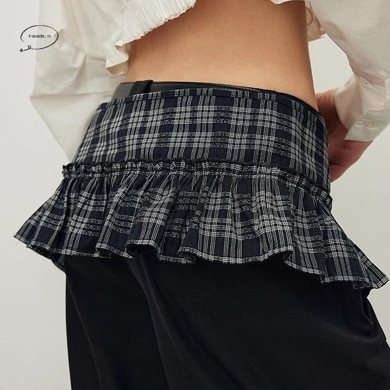 Parade สไตล์เกาหลีกระโปรงลายสก๊อต Elegant กระโปรงผ้าม่าน Vintage Lace Up กระโปรงสั้นหวานสบายๆแฟชั่น Streetwear Mini กระโปรง Aesthetics TH