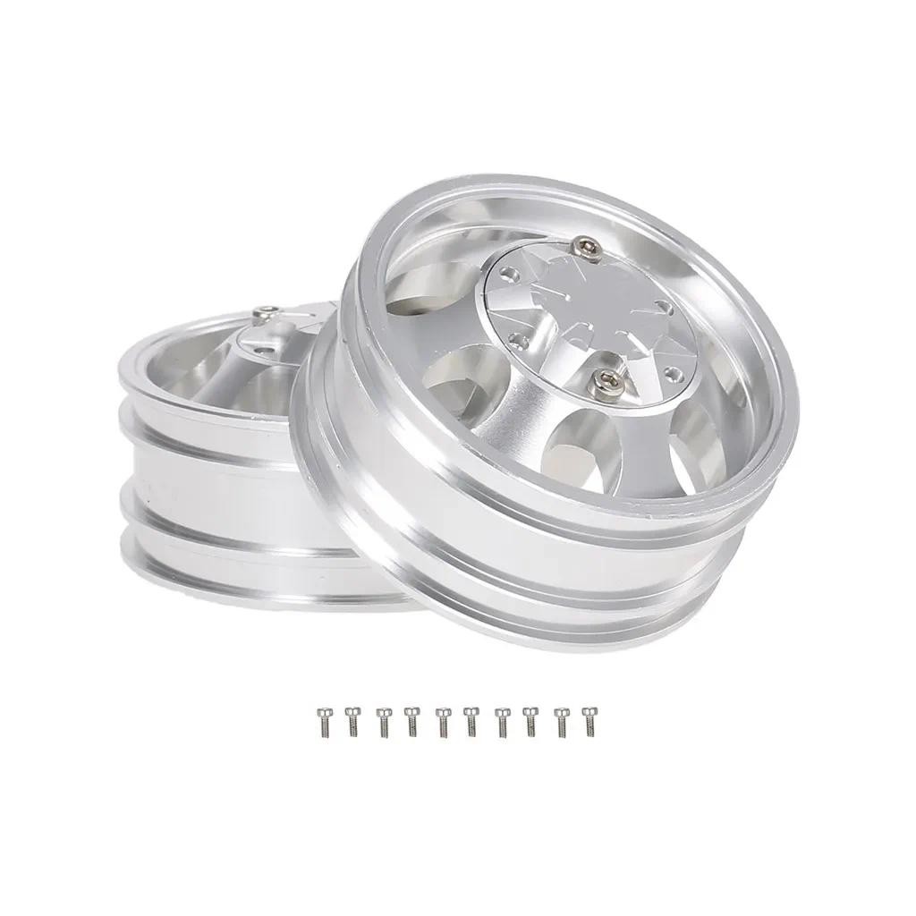 2PCS RC รถโลหะ Trailer ด้านหน้าด้านหลัง Hub ขอบ 7 Spokes สําหรับ 1/14 Tamiya รถแทรกเตอร์รถบรรทุก RC 