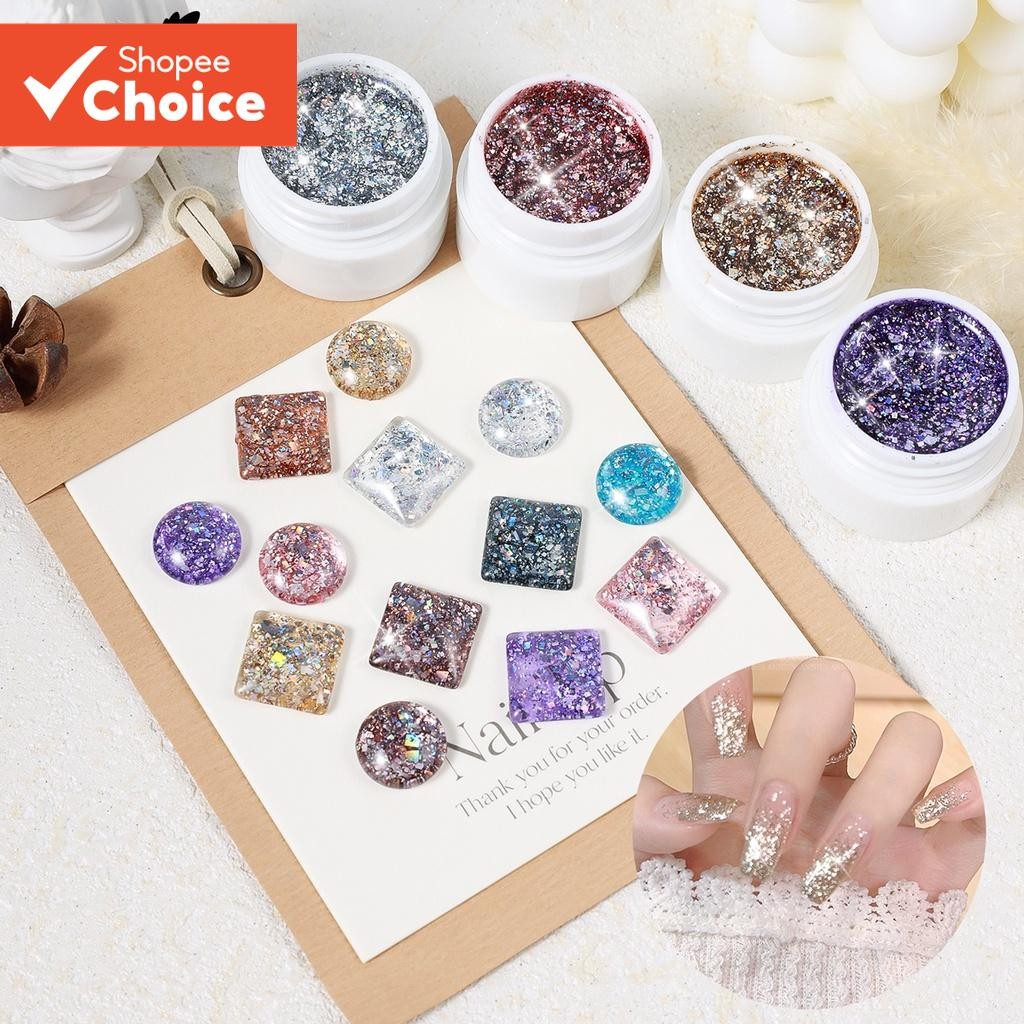 Monja 5ml เล็บ Glitter เลื่อมเจล Disco Shining แฟลชสะท้อนแสง Shining Soak Off UV LED เคลือบเงา DIY เครื่องมือทําเล็บ