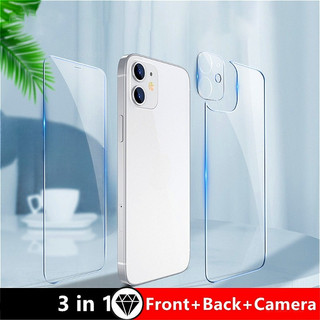 [3 In 1] กระจกนิรภัยด้านหน้าและด้านหลังกล้องเลนส์ฟิล์มสําหรับIPhone 16 15 14 13 12 11 Pro Max Plus 6 7 8 Plus X XS Max XRป้องกันหน้าจอ