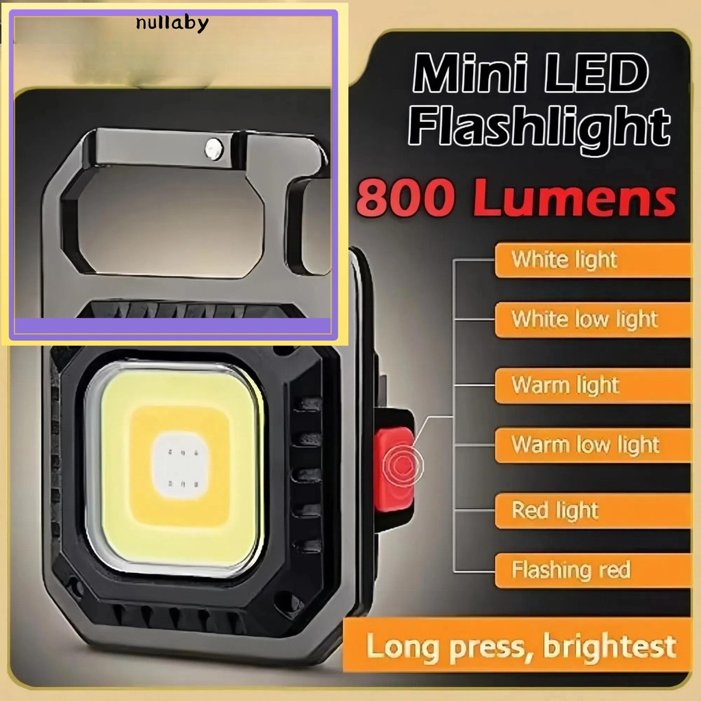 NULLABY ไฟฉาย LED, Mini 800 Lumens Pocket Work Light,คุณภาพสูง 7 โหมดสปอตไลท์มัลติฟังก์ชั่นอลูมิเนียมอัลลอยด์ Camping Light Outdoor
