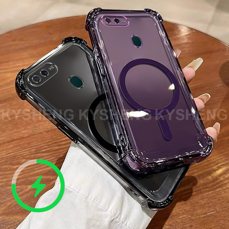 สําหรับ OPPO A5S A12 A7 F9 Pro A6 PRO 4G 5G เคสโทรศัพท์ TPU ชาร์จแม่เหล็กสี่มุม anti drop โปร่งใส soft shell WBQ