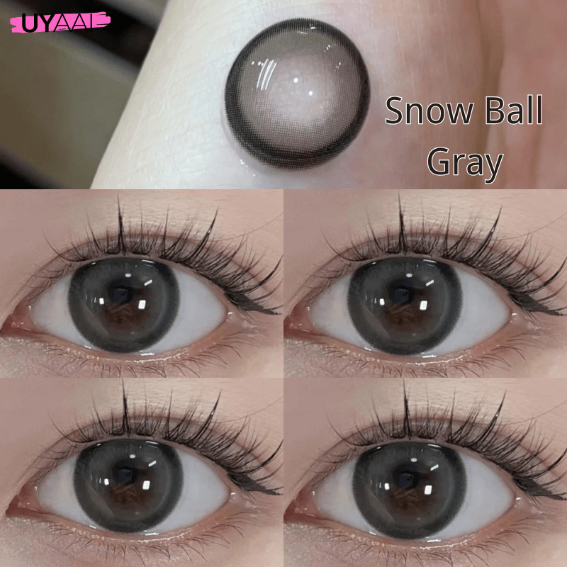 คอนแทคเลนส์ [0.00~-6.00] UYAAI x FRESHLADY คอนแทคเลนส์สีซีรีส์ Snow Ball สีเทาสีน้ําตาล 14.5 มม. คอนแทคเลนส์รายเดือน