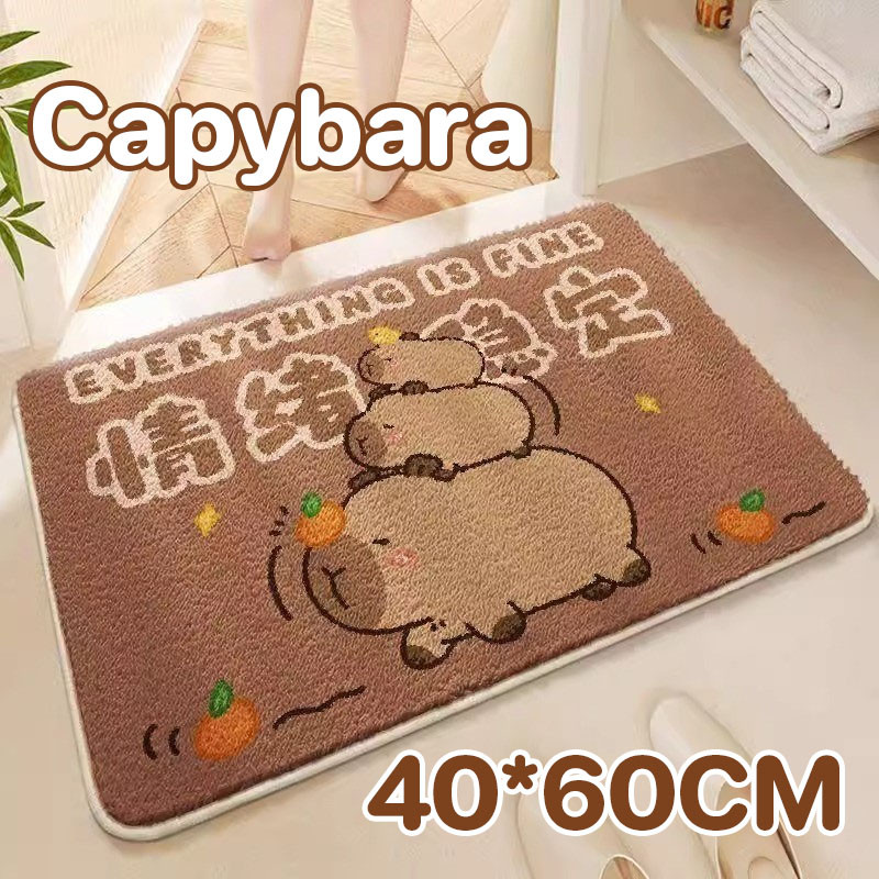 พรมนิ่ม Capybara 40*60CM กันลื่น ดูดซับน้ำได้ดี ลายน่ารักสุดๆ สําหรับตกแต่งบ้าน