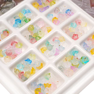 [6x3 มม.] 100 ชิ้น ดอกไม้ขนาดเล็ก ลูกปัดไล่โทนสี แฟลชทอง สำหรับทำเอง โซ่สร้อยข้อมือและสร้อยคอ