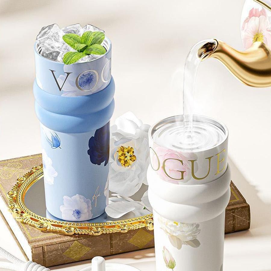PISUZ WAY （26oz/780ml）แก้วกาแฟสแตนเลสซับเซรามิกพร้อมฝาปิดกระติกน้ําสูญญากาศ Tumbler Floral Series - รูปที่ 4