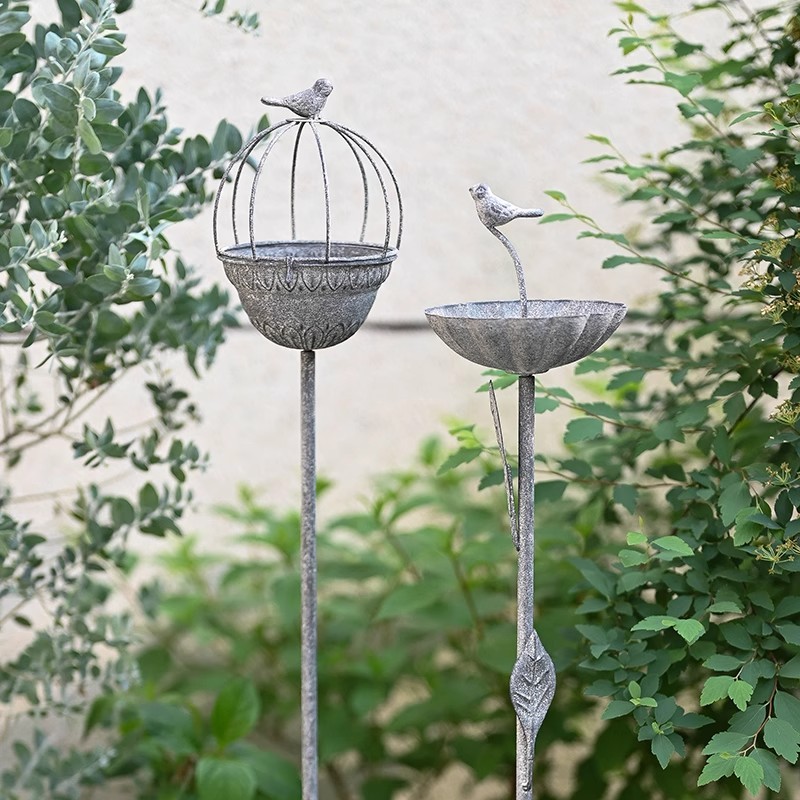 Iron Bird Feeder ดอกไม้สวนกลางแจ้งใส่สวน Courtyard ตกแต่งสนับสนุน Rod หวายปีนเขากรอบ