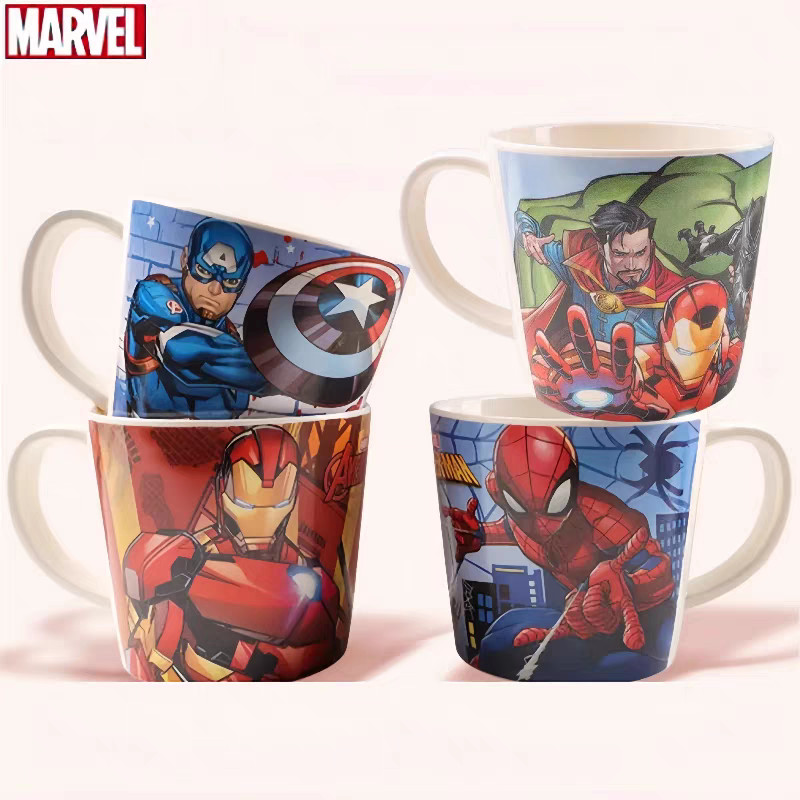 Disney Marvel Spider-Man Kids เมลามีน ถ้วยนม ดีไซน์การ์ตูน Iron Man Themed ทนทานใช้ในบ้าน ปลอดภัยสําหรับเด็กผู้ชาย