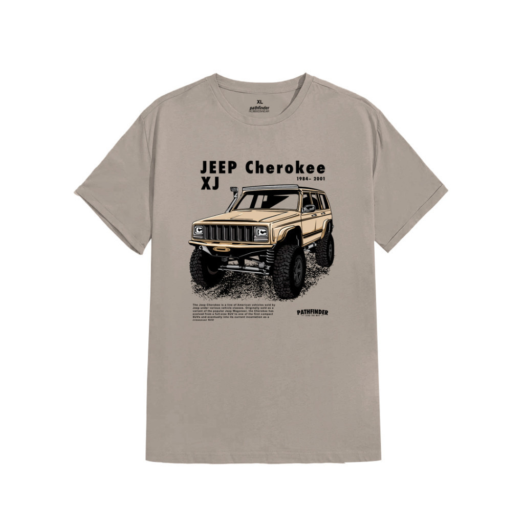 ผู้ชาย Jeep Cherokee พิมพ์รอบคอตลกสบายเสื้อยืดแขนสั้น