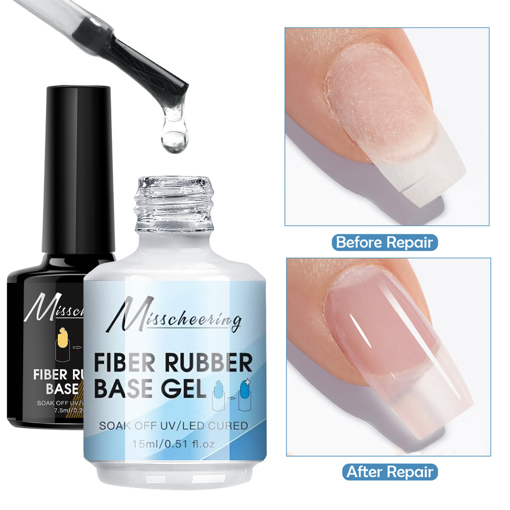 7.5/15ML ไฟเบอร์แก้วฐานยางเจลยาทาเล็บสําหรับเล็บหัก Repaired Care Clear Quick Building Soak Off UV เจลเคลือบเงา Multifun