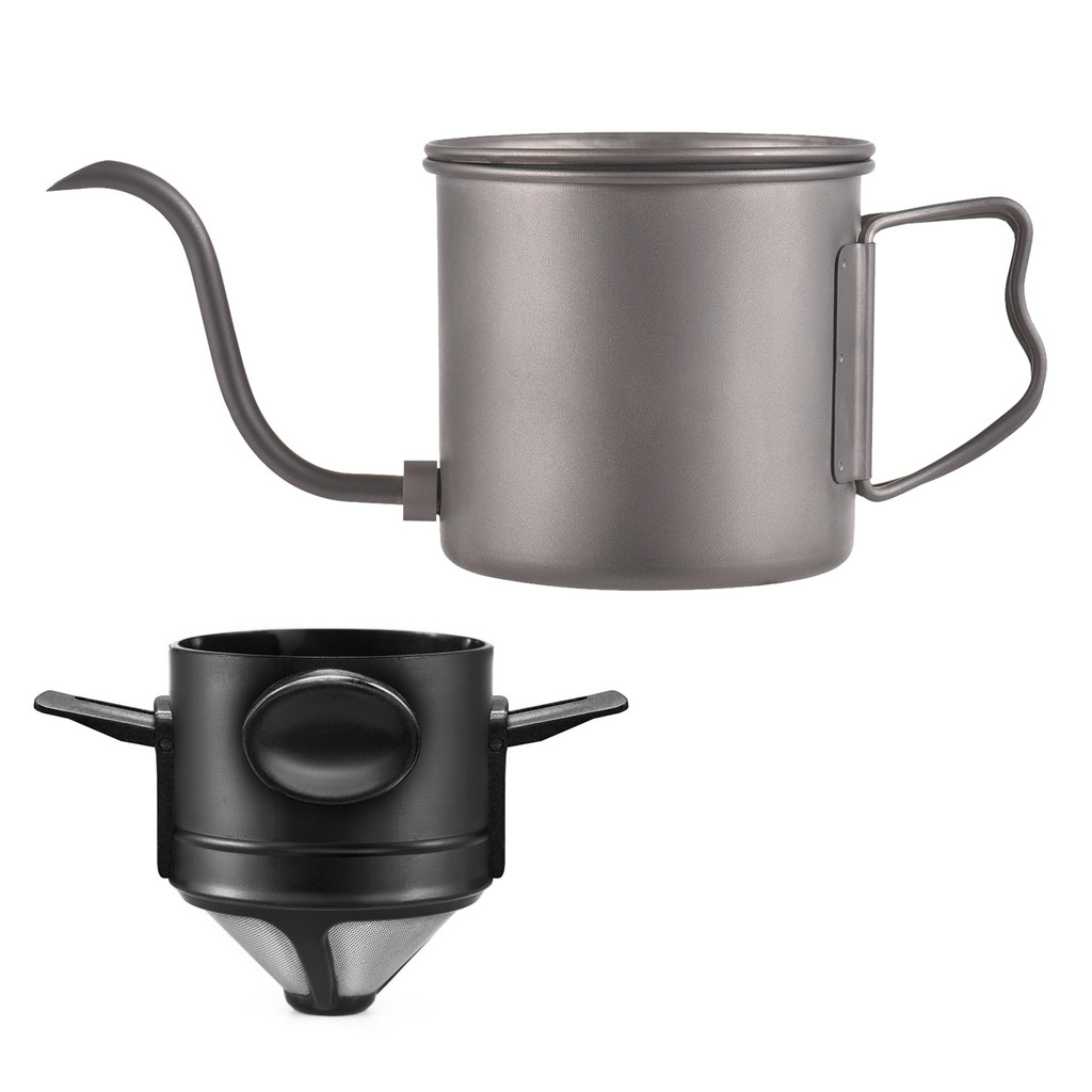 Winn 400ml Pour Over Kettle Gooseneck Coffee Kettle Ti Folding Handle Water Kettle พร้อมกรองกาแฟ