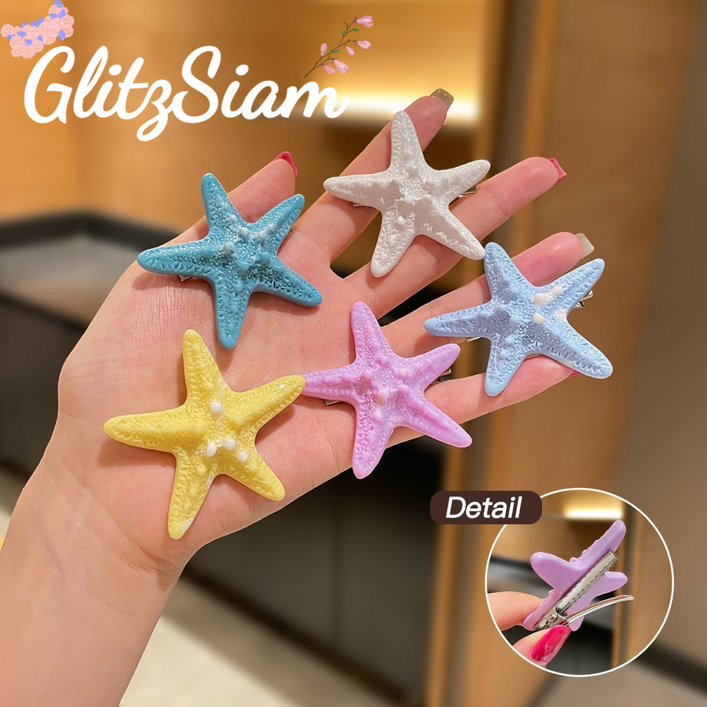 GlitzSiam🌸น่ารักกิ๊บติดผมปลาดาว🌸แฟชั่นสําหรับผู้หญิง เครื่องประดับผมสไตล์เกาหลี y2kกิ๊บติดผม