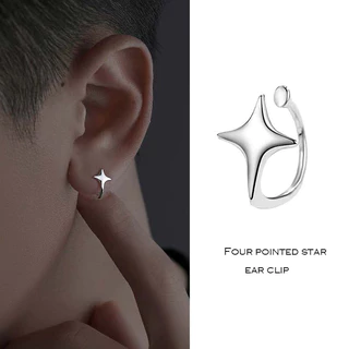 925 เงินสเตอร์ลิง Minimalist Star คลิปหู สำหรับผู้หญิงและผู้ชายนอกกะโหลก วัยรุ่น Cuff เครื่องประดับ
